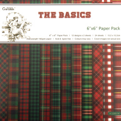 "The Basics" Design Paper Pack of 24 Sheets: 12 Patterns Designs x 2 Sheets Each, Heavyweight 160gsm Paper, Perfect for Scrapbooking, DIY Arts and Crafts, Size: 6inchx6inch Paper Pack / 15.2x15.2 cm