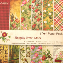 "Happily Ever After" Design Paper Pack of 24 Sheets: 12 Patterns Designs x 2 Sheets Each, Heavyweight 160gsm Paper, Perfect for Scrapbooking, DIY Arts and Crafts, Size: 6inchx6inch Paper Pack / 15.2x15.2 cm