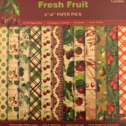 Дизайнерска хартия 160 гр за скрапбукинг, арт и крафт 6 inch (15.2x15.2 см) 12 дизайна x 2 листа Fresh Fruit