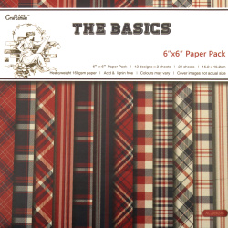 THE BASICS Design Paper Pack of 24 Sheets: 12 Patterns Designs x 2 Sheets Each, Heavyweight 160gsm Paper, Perfect for Scrapbooking, DIY Arts and Crafts, Size: 6inch*6inch / 15.2x15.2 cm