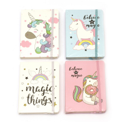 Hardcover Pocket Notebook with Elastic Band, 14.5x10.5 cm, 96 Sheets, Assorted Colors