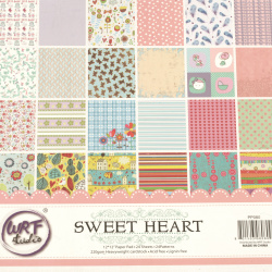 Hârtie de designer față-verso pentru albume de 12 inchi (30,5x30,5 cm) Sweet heart -24 coli