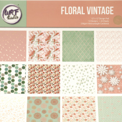 Designer Paper for Scrapbooking, Art, and Craft with Silver Foil, 12 inches (30.5x30.5 cm), 12 Designs x 2 Sheets, FLORAL VINTAGE