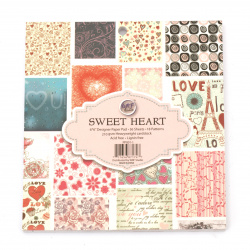 Албум дизайнерски картон 6 inch (15.2x15.2 см) 210 гр  за скрапбукинг 18 дизайна 36 листа SWEET HEART