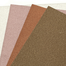 Glitter Cardstock, 250 g/m², Single-Sided A4 (297x209 mm), Winning Metallics in Silver, Bronze, Copper, Rose - Pack of 4 Sheets