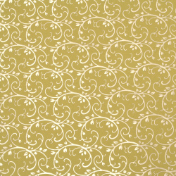 Indian Paper with Floral Design 120 gr for scrapbooking, art and craft 56x76 cm foil print Gold on Yellow HP34
