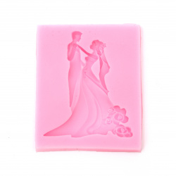 Silicone mold /shape/ 105x88x8 mm newlyweds for polymer clay crafts