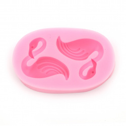 Silicone mold /shape/ 77x48x19 mm two swans, delicate elements for fondant,   chocolate, biscuits embellishment