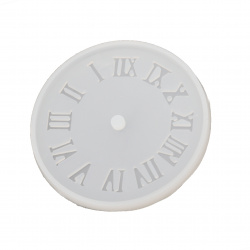 Silicone mold /shape/ 105x105x9 mm small clock face with Roman numerals for polymer clay crafts, fondant, cake decoration
