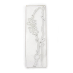 Silicone mold /shape/ 166x55x5 mm bookmark and 3D bamboo double sided