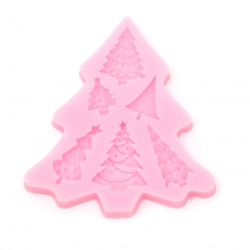 Silicone mold /shape/ 95x105x10 mm Christmas tree for embossing of biscuits, festive pastries