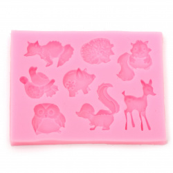 Silicone Mold/Shape, 80x60x7 mm, Forest Animals