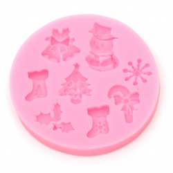 Silicone mold /shape/ 70x70x10 mm Christmas ornaments for decoration with fondant, chocolate or polymer clay crafts