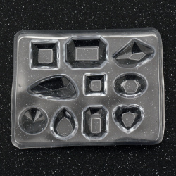 Jewelry Silicone Rubber Mold / Soft PVC Mould / Mix of 10 Types of Faceted Stones, 75.5x60.5x7.6 mm with High Wear Resistance