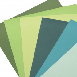 Smooth Self-adhesive Cardboard / Forever Green / 250 g/m2; A4 (21x 29.7 cm); Blue-green Range - 6 pieces