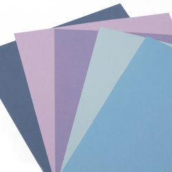 Carton 250 g / m2 neted autoadeziv A4 (21x 29,7 cm) Midnight Skies 6 culori gama albastru-violet -6 buc