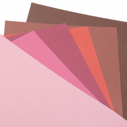 Carton 250 g / m2 A4 autoadeziv neted (21x 29,7 cm) Berry Shades 6 culori roz-roșu gama -6 buc