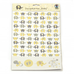 URSUS Designer Cardstock, 220 g/m2, A4, Single-Sided, Baby Assorted Designs, 5 Sheets with Die-Cut Figures