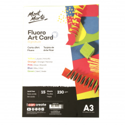 Carton fluorescent 230 g/m2 A3 MM Fluro Art Card Pachet 5 culori 15 piese