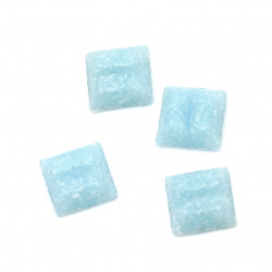Glass mosaic for decoration with crystal structure 10x10x4 mm color light blue 100 grams ~ 153 pieces