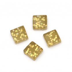 Glass mosaic for decoration with particles brocade 10x10x4 mm color gold 100 grams ~ 113 pieces
