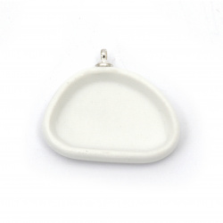 Ceramic Base for Pendant, 28x24 mm, Tile, 22x15 mm, White