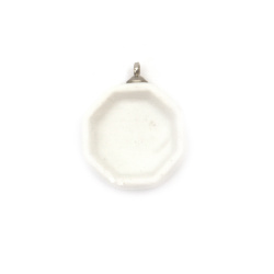 Керамична основа за медальон 18x23 мм плочка осмоъгълник 15x15 мм цвят бял 