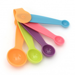 Plastic Measuring Spoons, 11.45~12.6x1.95~4.1 cm, 5 pieces