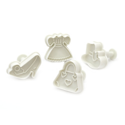 Set of Diamond-Shaped Molds and Cutters, Sizes: 46x55 mm, 52x52 mm, 54x55 mm, 50x57 mm, with a 35 mm Punch - 4 Pieces