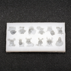 Silicone Mold, 170x85x20 mm, 12 Types of Animals