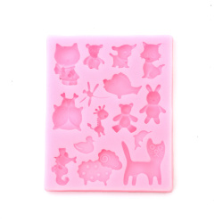 Silicone Mold / Form / 74x93x10 mm Animals