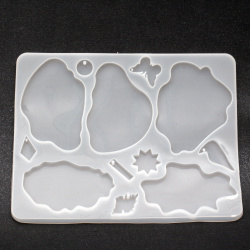 Silicone Mold/Form, 300x245x8 mm, Various Tile Shapes - 6 pieces, and Pendants - 6 pieces