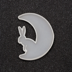 Silicone mold /shape/ 78x103x10 mm moon with rabbit