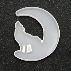 Silicone mold /shape/ 103x125x10 mm wolf and moon