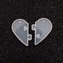 Silicone Mold 36x47x6 mm Two-Part Heart