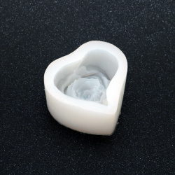 Silicone Mold 65x72x34 mm Rose Heart