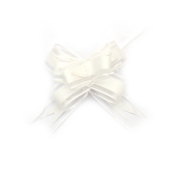 Elegant Pull Bow Ribbon, 460x29 mm, from organza and textile, in White Color - 10 pieces