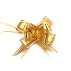 Pull Bow Instant Self-tying Ribbon in Gold Color, from Organza and Fabric, 460x29 mm - Pack of 10