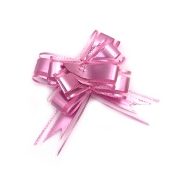 Decorative ribbon, 460x29 mm, organza and textile, color pink - 10 pieces