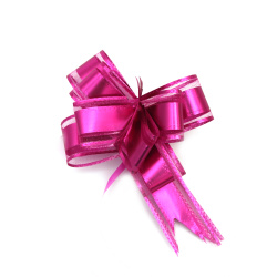 Instant Easy Pull Bow Ribbon, 460x29 mm, made of organza and textile, in Cyclamen Color - 10 pieces