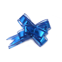 Decorative Pull Bow Ribbon, 460x29 mm, from Organza and Textile, Color Blue - 10 pieces