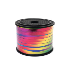 Shiny Metallic Multicolor Florist Ribbon – 5 mm, 91 m – Ideal for Creative Flower Arrangements and Festive Gift Wrapping