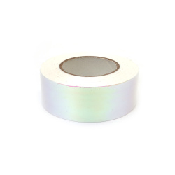 Panglică pentru flori și ambalaje 25 mm culoare alb curcubeu ~18 metri