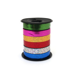 Sparkling Metallic Glitter Ribbon Set 8 mm – 6 Shiny Colors x 3 m, Perfect for Flowers, Gifts and Festive Decorations
