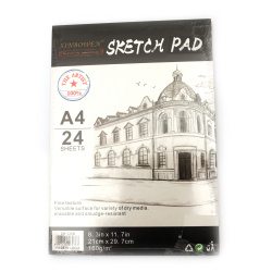 Sketchbook A4, Sketch Pad with Fine Texture, 160gsm, Size: 21x29.7cm, 24 sheets