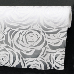 Текстилна хартия релефна рози 53x450 см цвят бял 