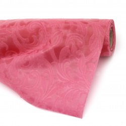Текстилна хартия релефна орнаменти 53x450 см цвят розово-червен