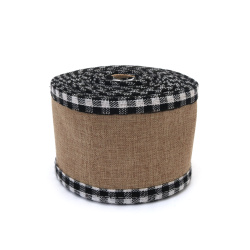 Appliqué Base Burlap Ribbon with Textile Band, 65 mm - 6 meters