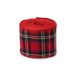 Jutová dekorační stuha, károvaný vzor, 60 mm x cca 6 m