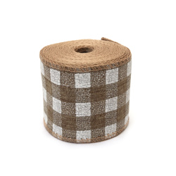 Jute-Dekoband mit Karo-Muster, 60 mm, ca. 6 m